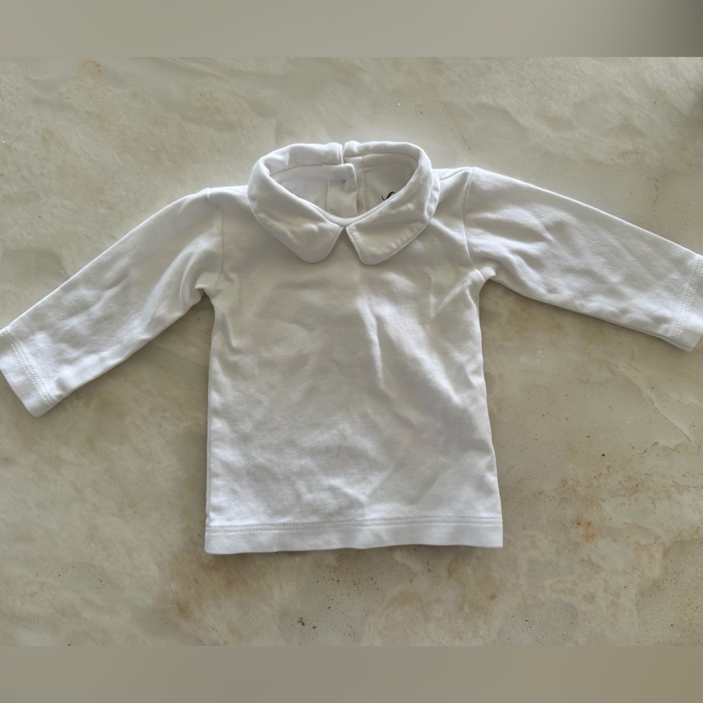 Cary’s Closet White Collar Long Sleeve Shirt 3 Month
